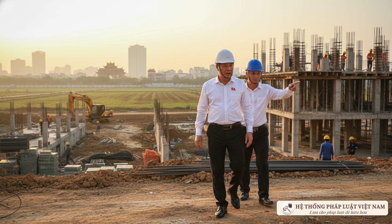 Cán bộ kiểm tra đất đai Hà Nội
