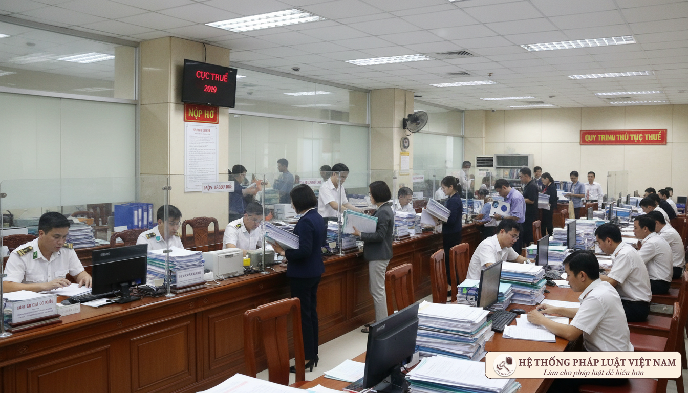 Người dân làm thủ tục tại cơ quan thuế năm 2019