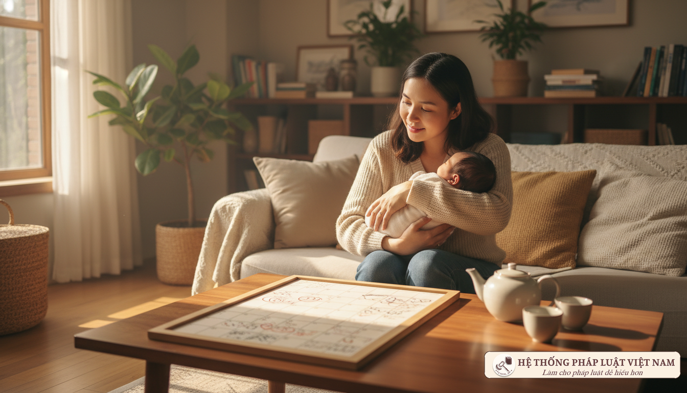 Mẹ bỉm sữa chăm sóc con nhỏ và lên kế hoạch nghỉ thêm sau thai sản