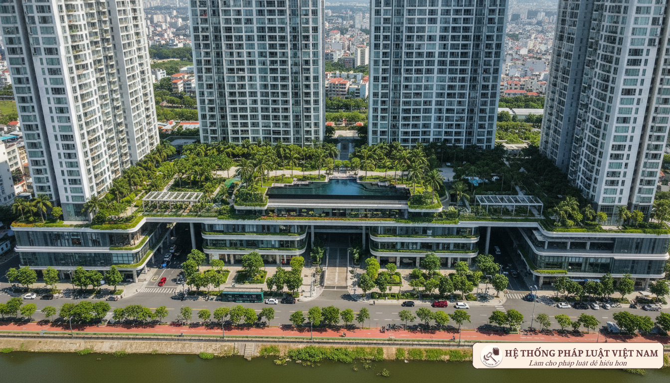 Khu chung cư hiện đại với hạ tầng sử dụng chung