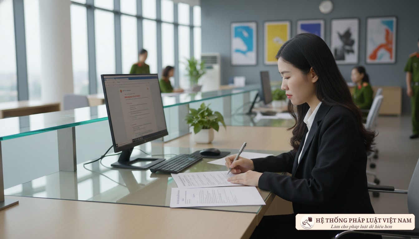 Công dân làm thủ tục tại cơ quan xuất nhập cảnh