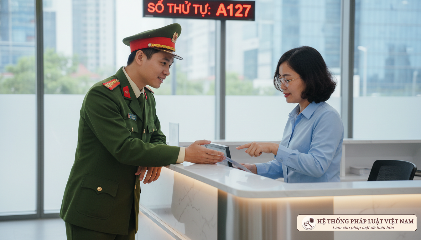 Cán bộ hướng dẫn làm hộ chiếu