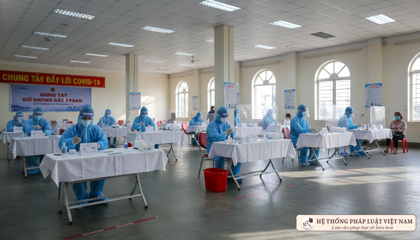 Nhân viên y tế lấy mẫu xét nghiệm COVID-19 tại TP.HCM năm 2021