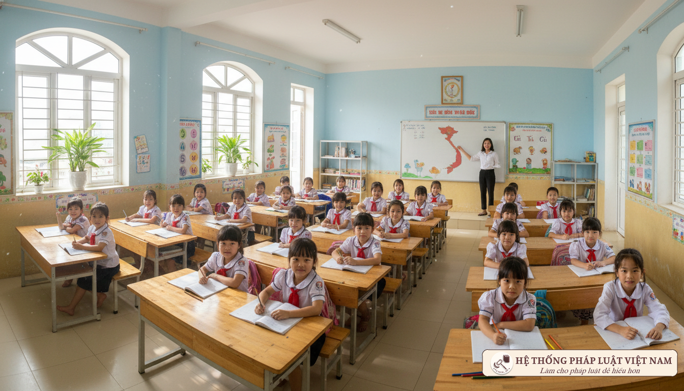 Lớp học tiểu học tươi sáng tại Việt Nam