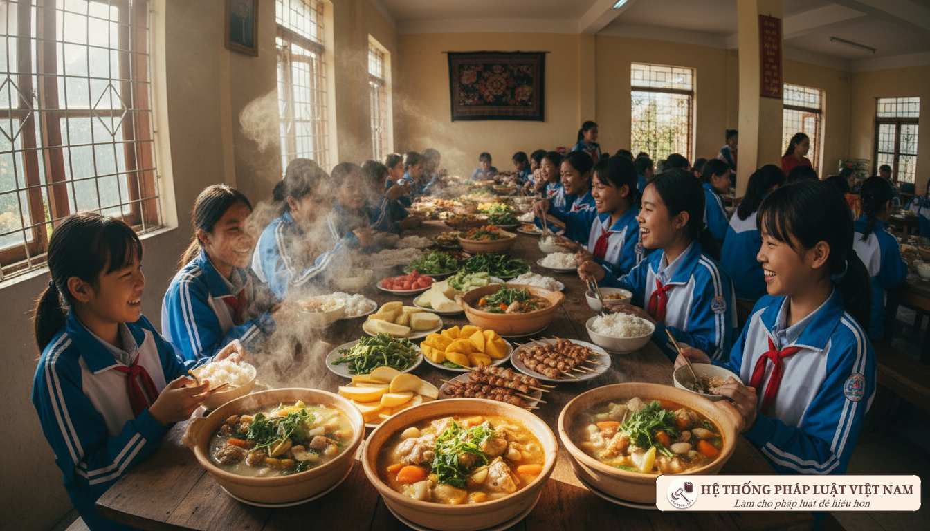 Bữa ăn bán trú đầy đủ dinh dưỡng tại trường học vùng cao