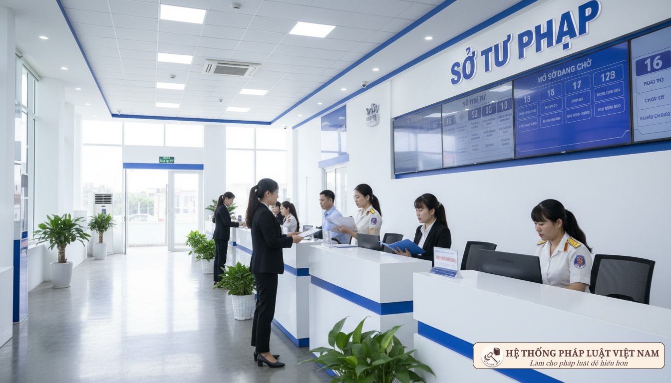 Người dân làm thủ tục tại Sở Tư pháp