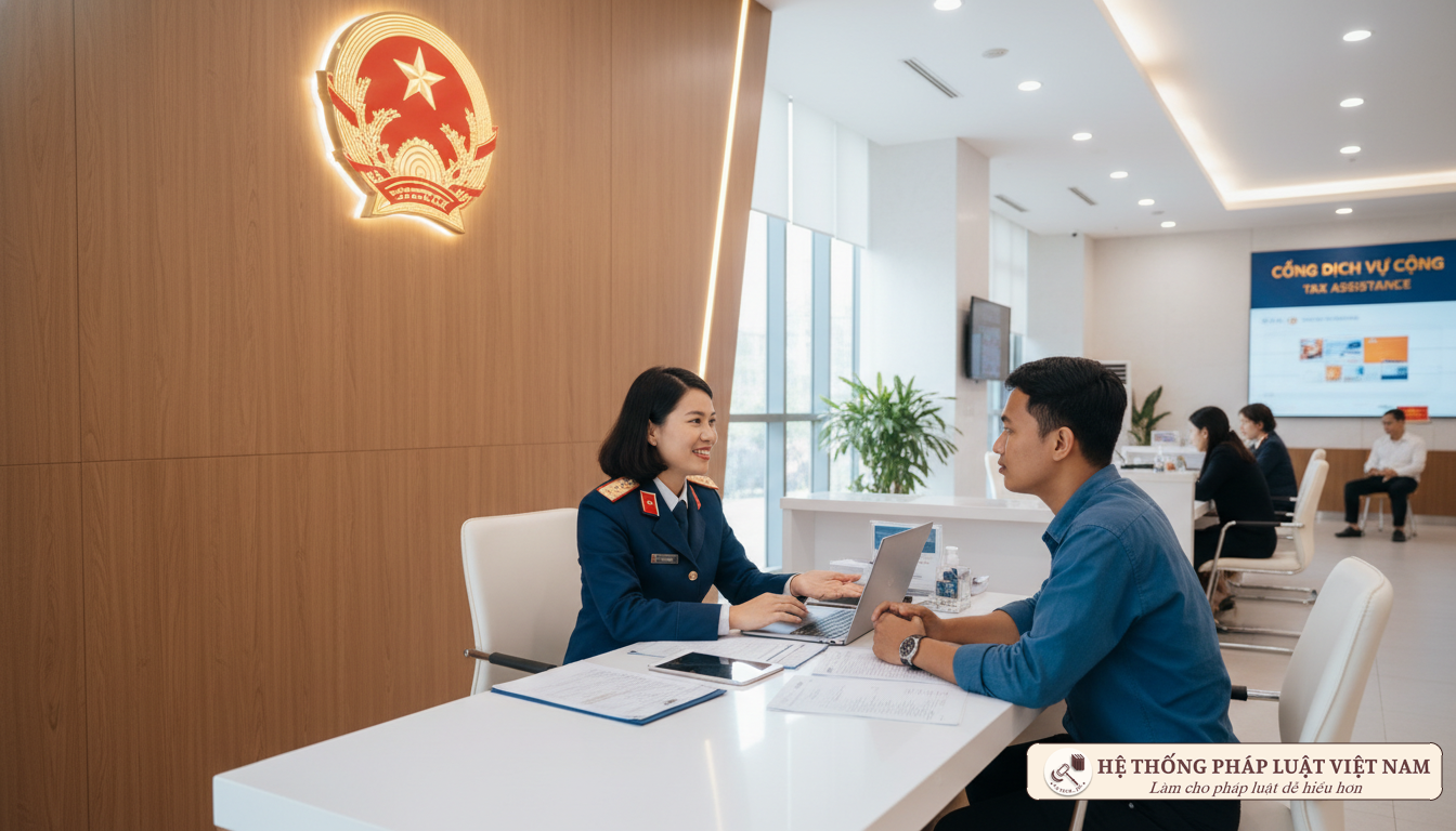 Cán bộ thuế hướng dẫn người nước ngoài làm thủ tục hoàn thuế