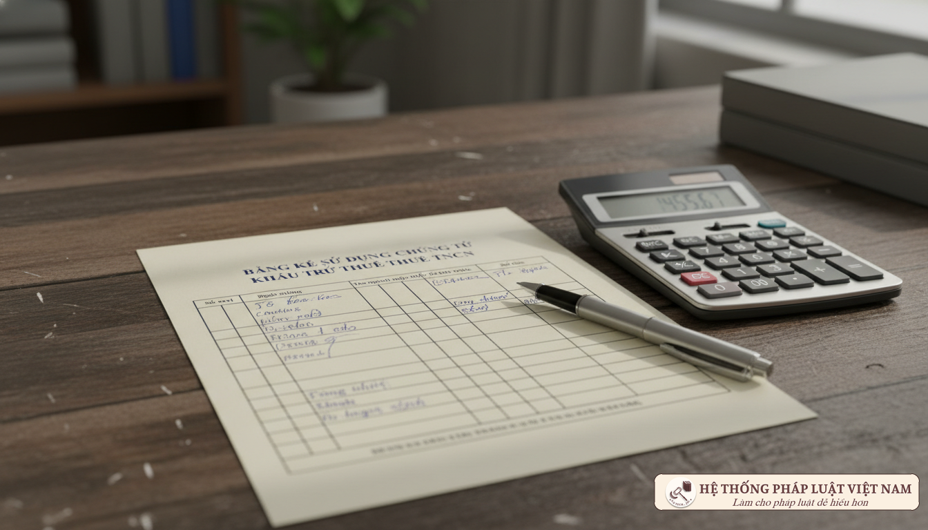 Mẫu bảng kê sử dụng chứng từ khấu trừ thuế TNCP