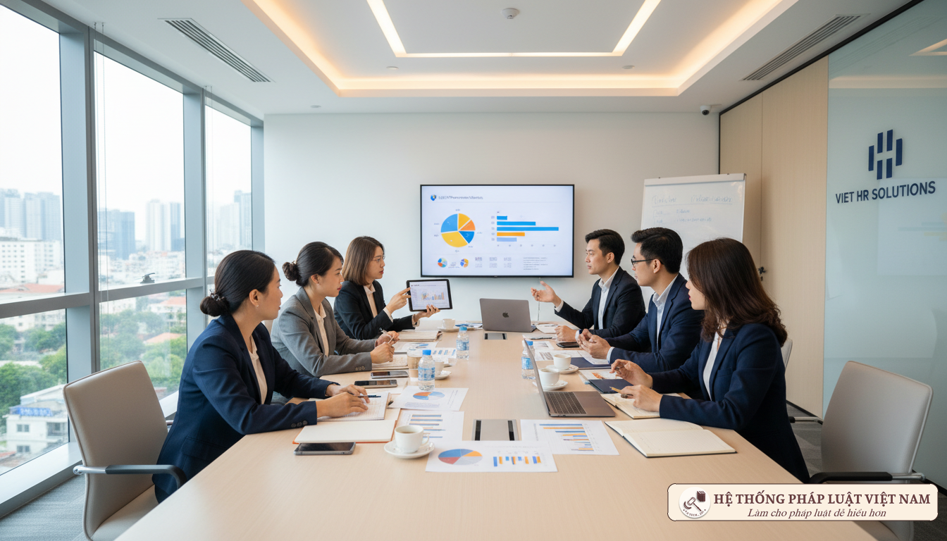 Họp phòng nhân sự về chính sách lương thưởng 2019