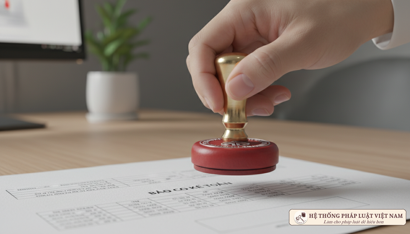 Đóng dấu báo cáo kế toán