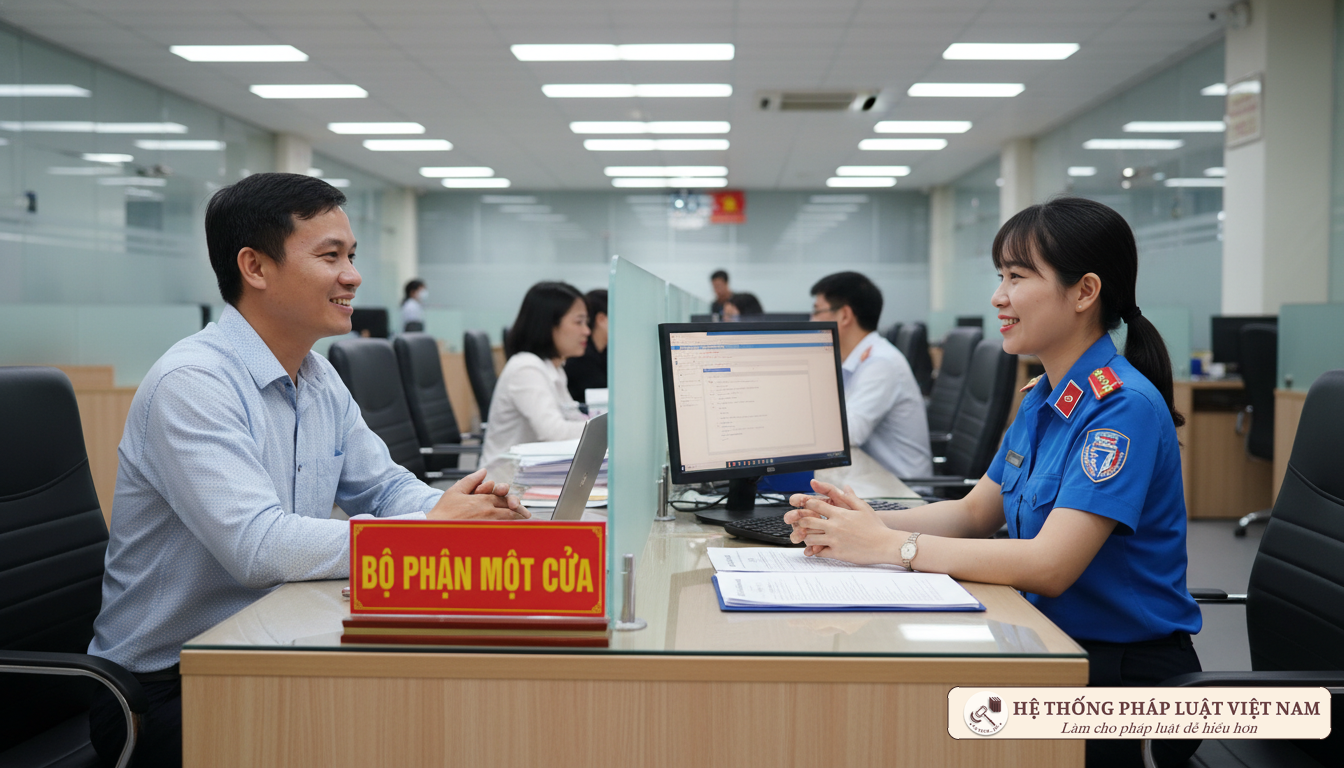 Người dân làm thủ tục đất đai tại cơ quan nhà nước