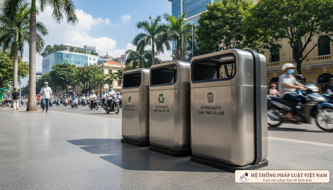 Thùng rác phân loại tại nơi công cộng
