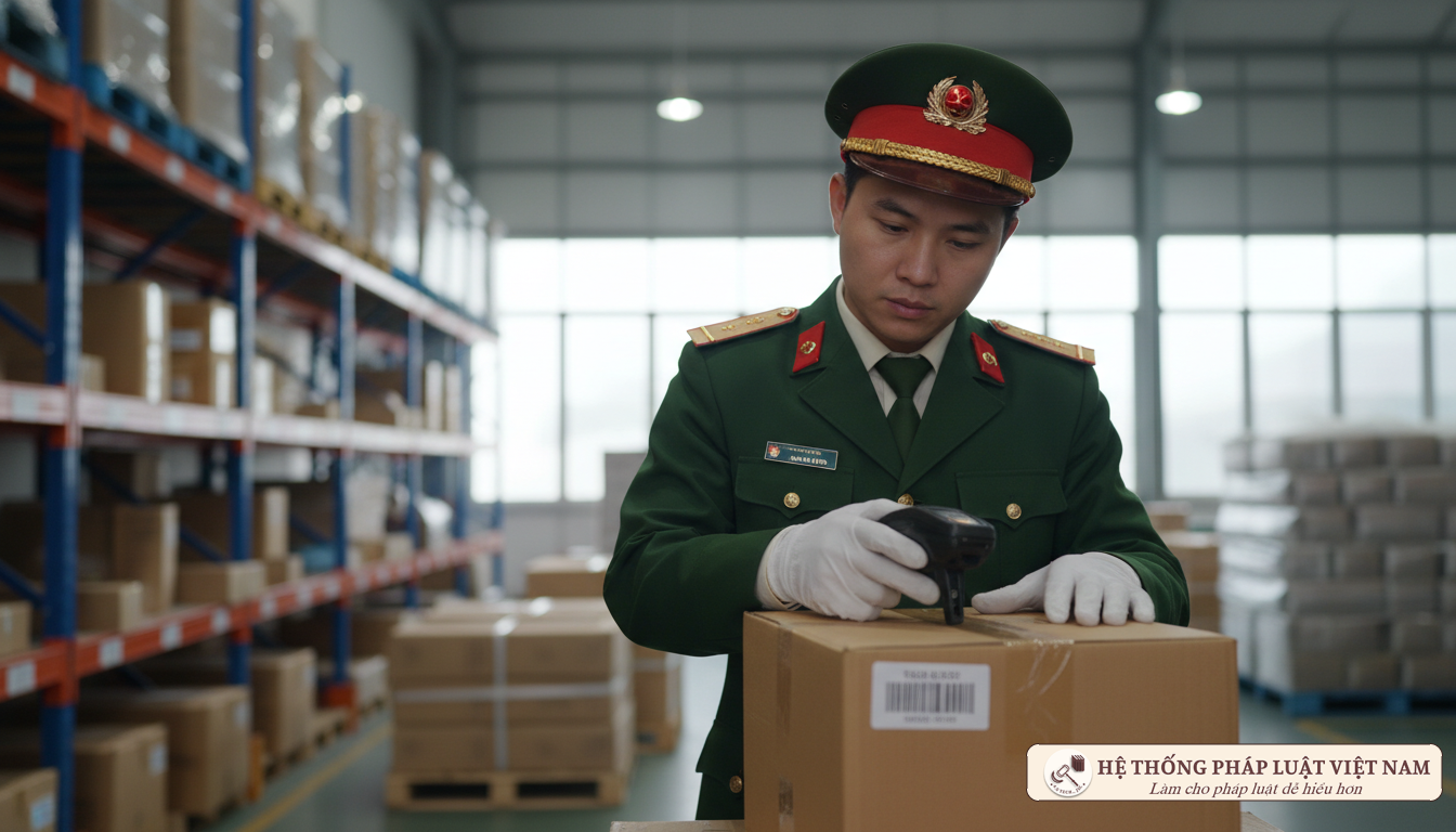 Cán bộ hải quan kiểm tra hàng hóa tại khu phi thuế quan