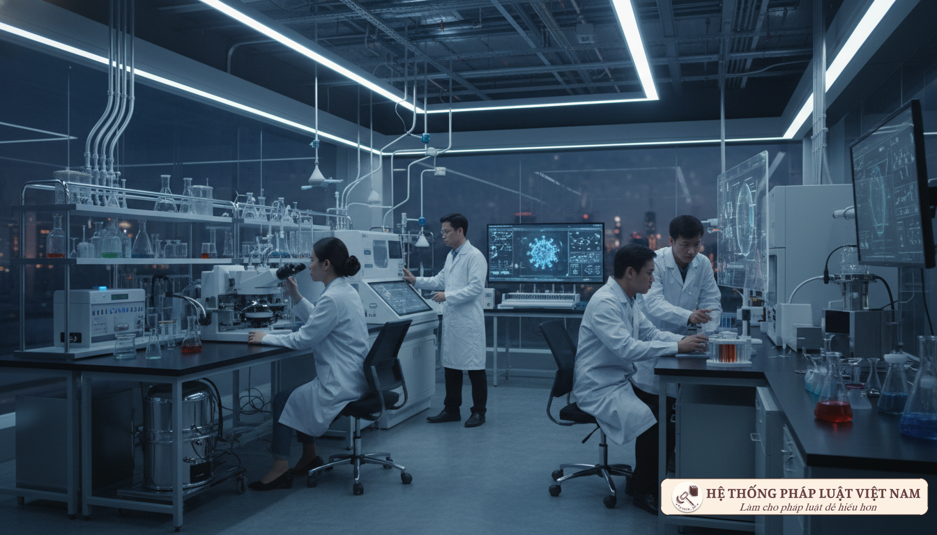 Các nhà khoa học làm việc tại phòng thí nghiệm công nghệ cao