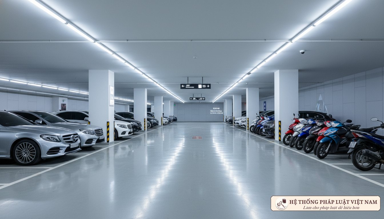 Hầm để xe chung cư hiện đại