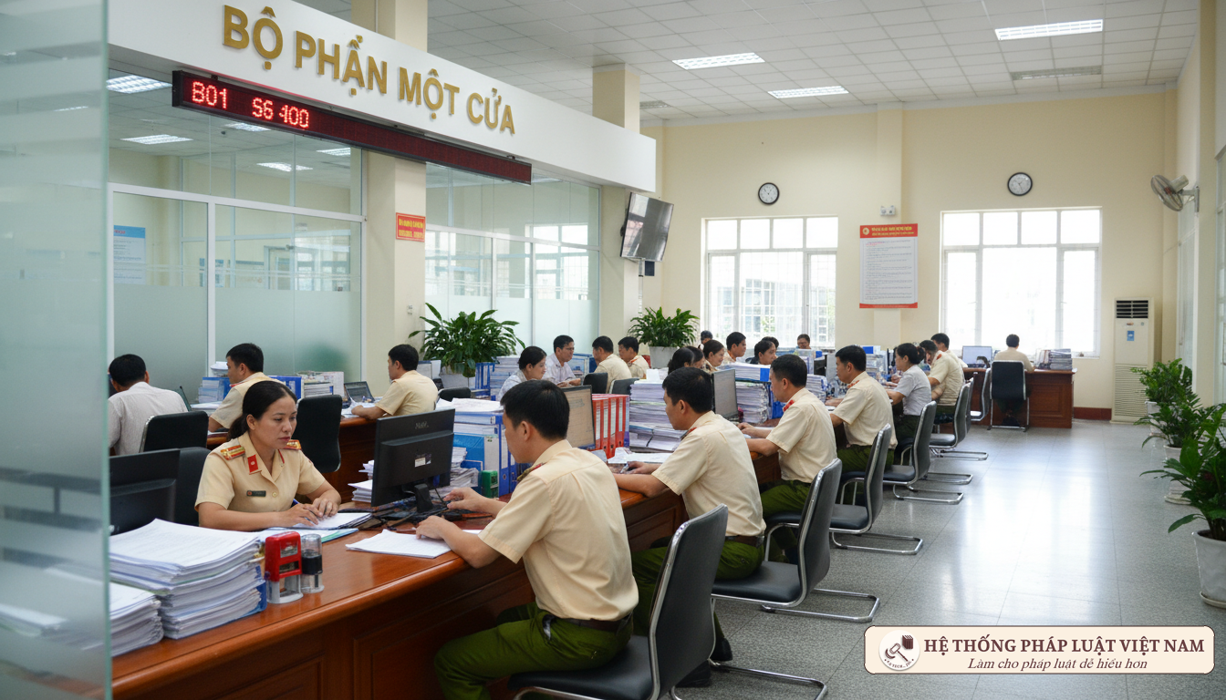 Người dân làm thủ tục đất đai tại cơ quan nhà nước