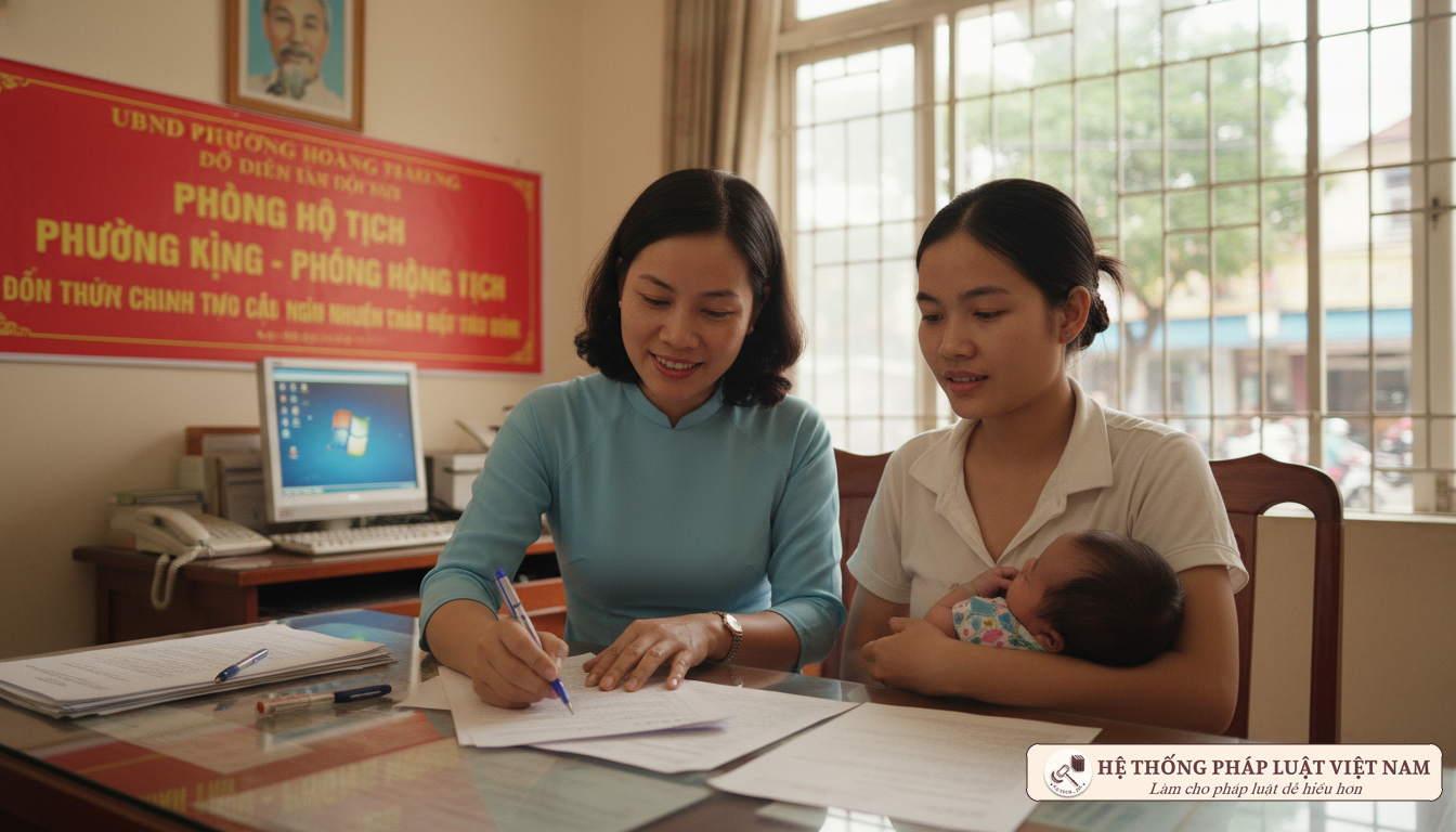 Cán bộ hướng dẫn thủ tục nuôi con nuôi