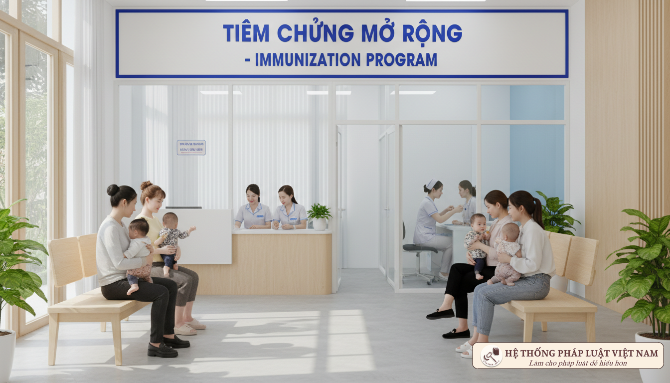 Trạm y tế xã tổ chức tiêm chủng mở rộng