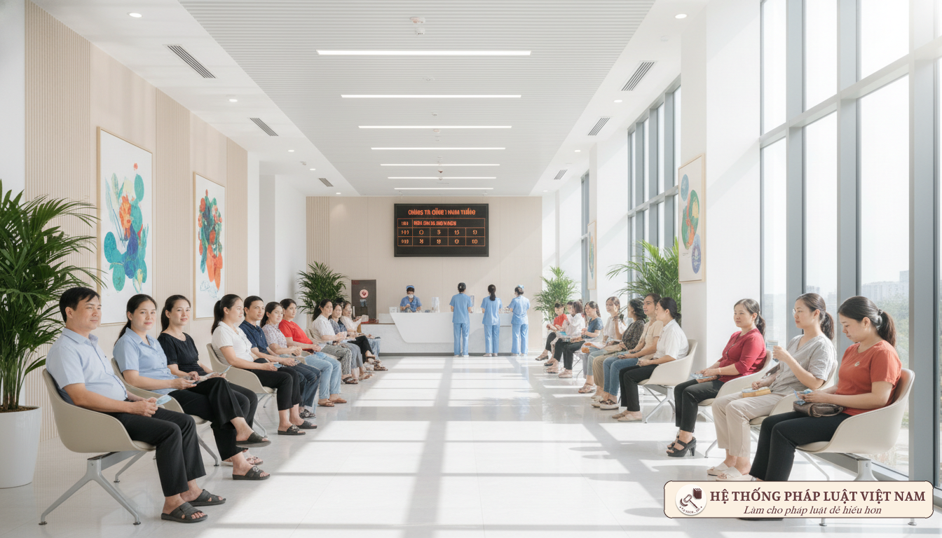 Người dân chờ tiêm chủng tại bệnh viện