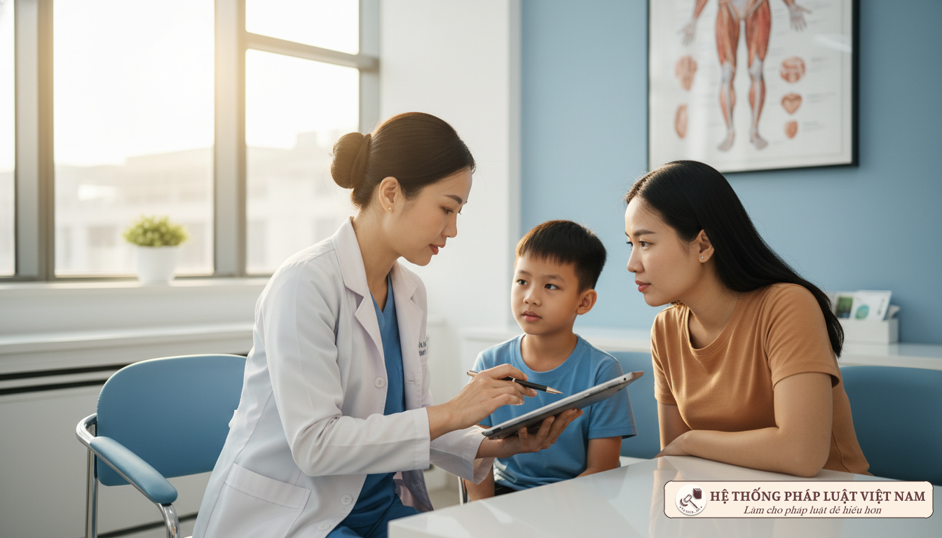 Mở rộng quyền lợi BHYT cho trẻ em Bác sĩ tư vấn cho bệnh nhân nhi