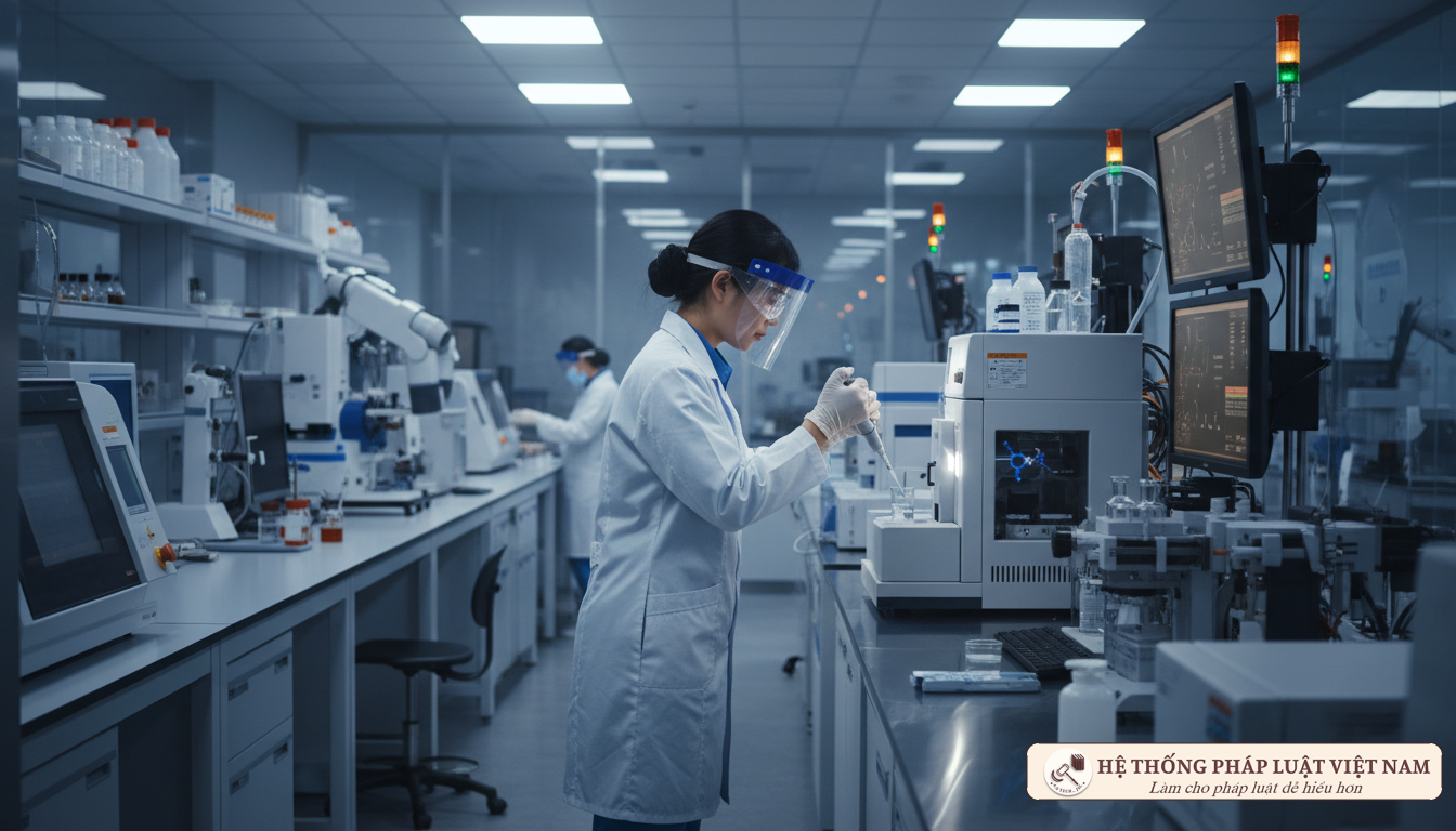 Chuyên gia nghiên cứu hóa chất trong phòng thí nghiệm hiện đại