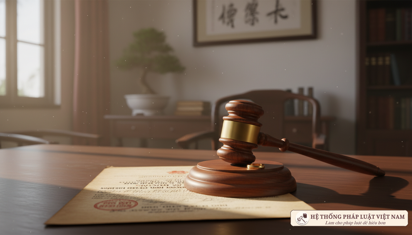 Tài liệu pháp lý và biểu tượng công lý trong hôn nhân
