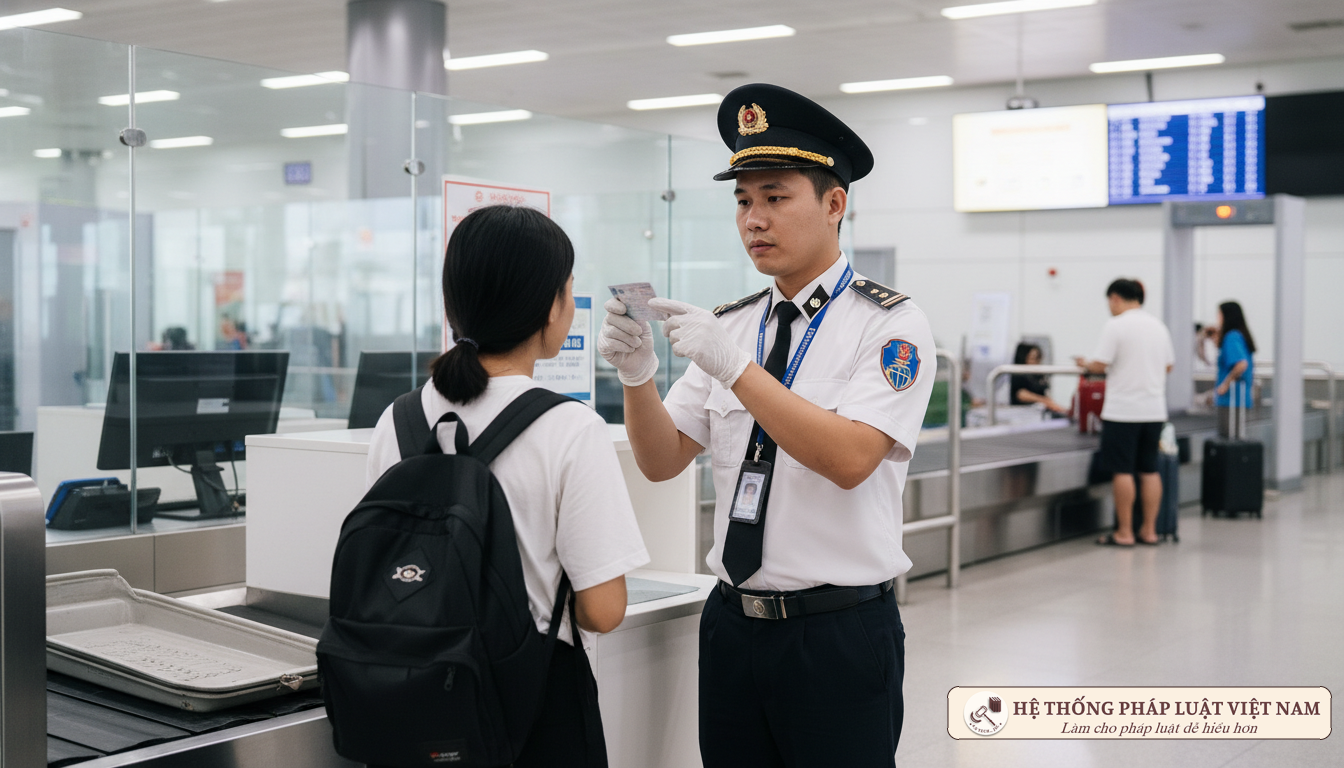 Nhân viên an ninh kiểm tra giấy tờ