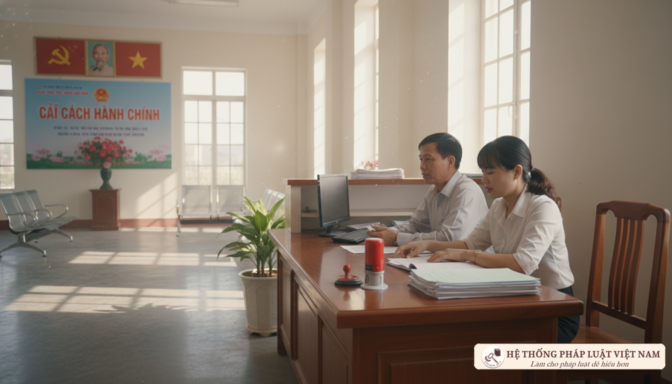 Thủ tục hành chính tại UBND cấp xã Người dân làm việc tại UBND