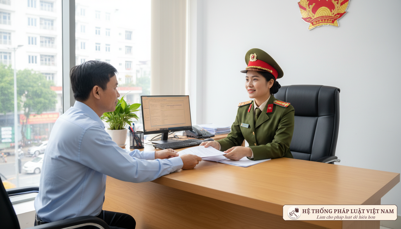 Nạn nhân trình báo cơ quan công an về việc bị lừa đảo chiếm đoạt tài sản