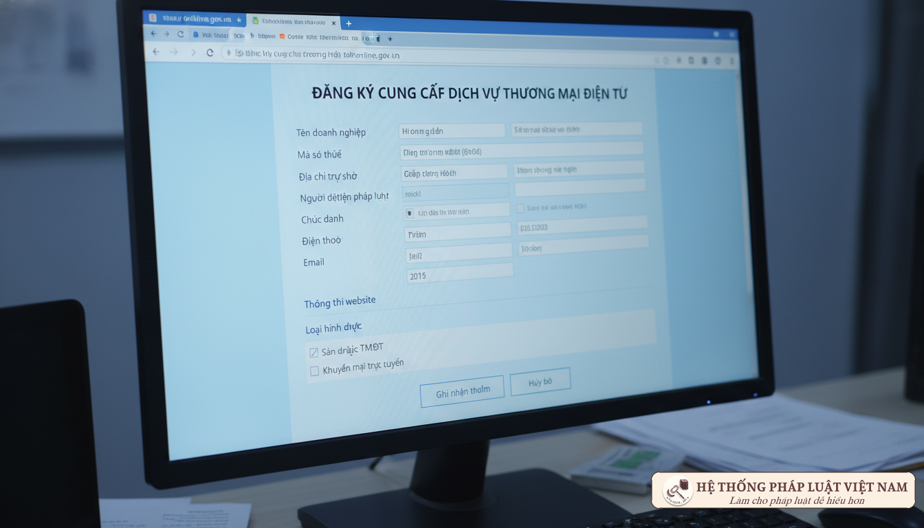 Mẫu đơn đăng ký website thương mại điện tử trực tuyến