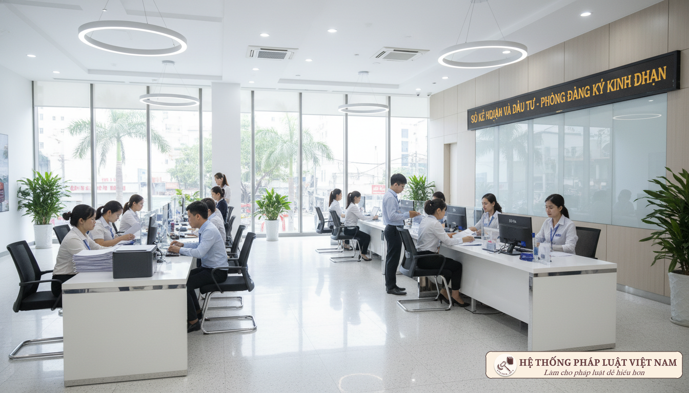 Quang cảnh tại bộ phận một cửa Phòng Đăng ký kinh doanh năm 2018