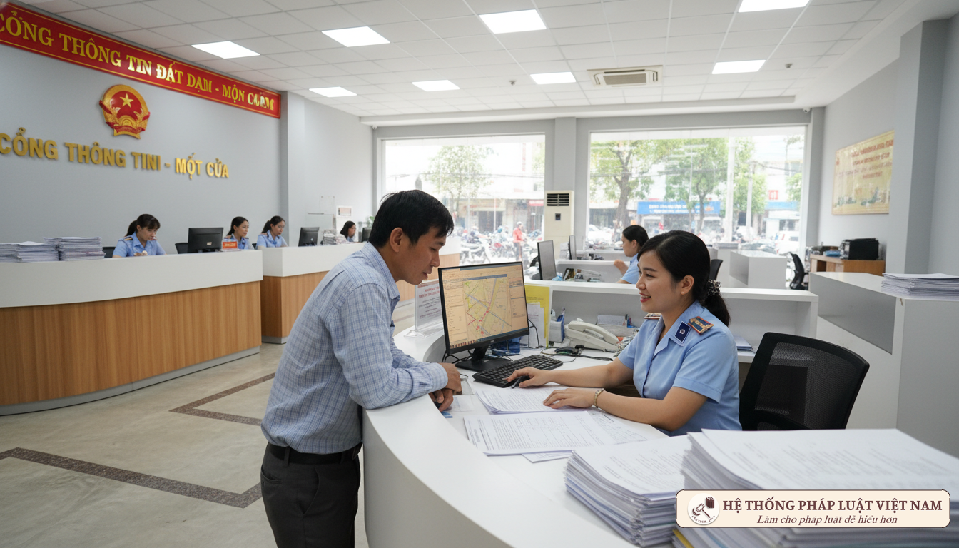 Cán bộ hướng dẫn làm thủ tục đất đai