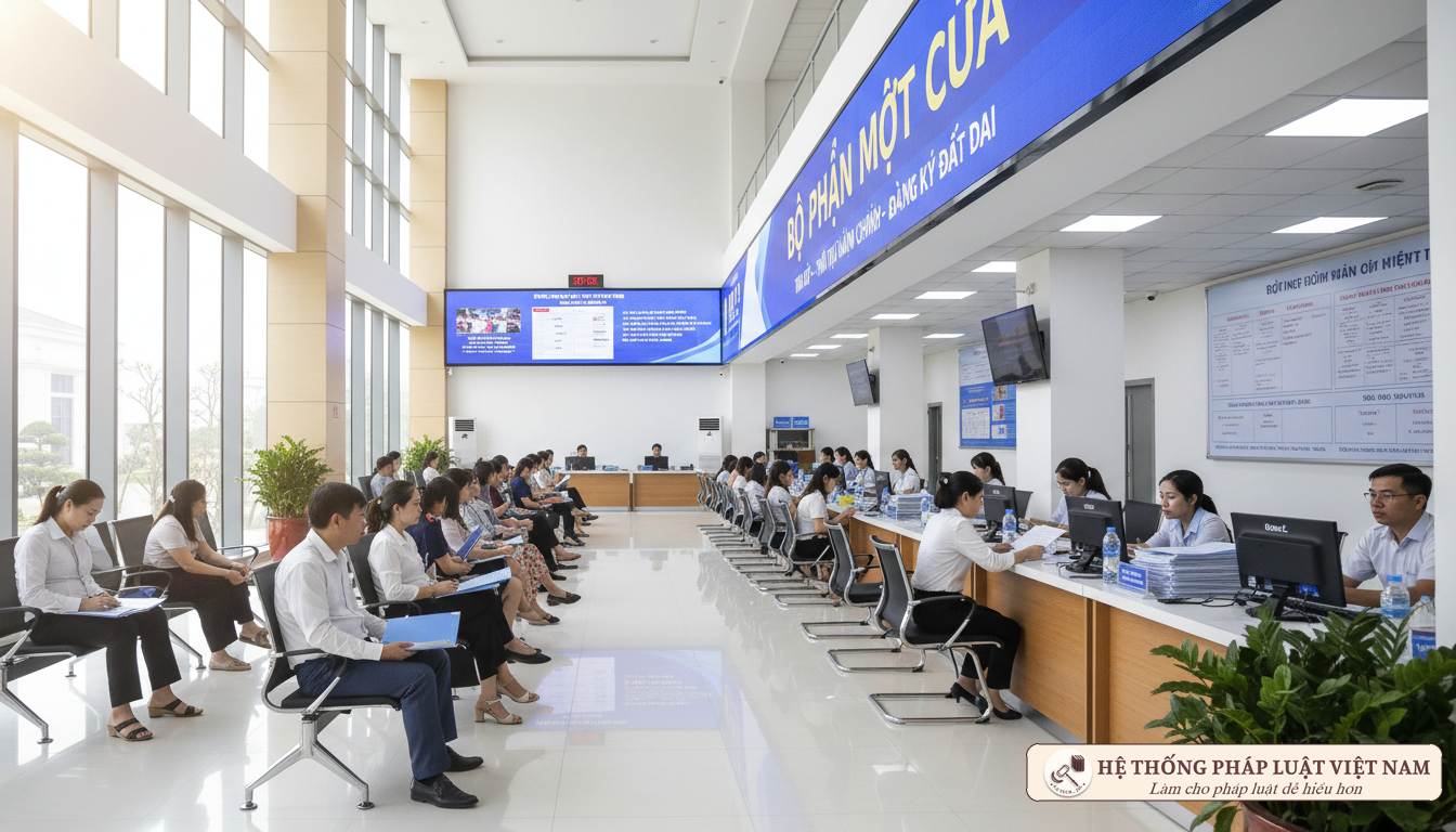Bộ phận một cửa làm thủ tục đất đai