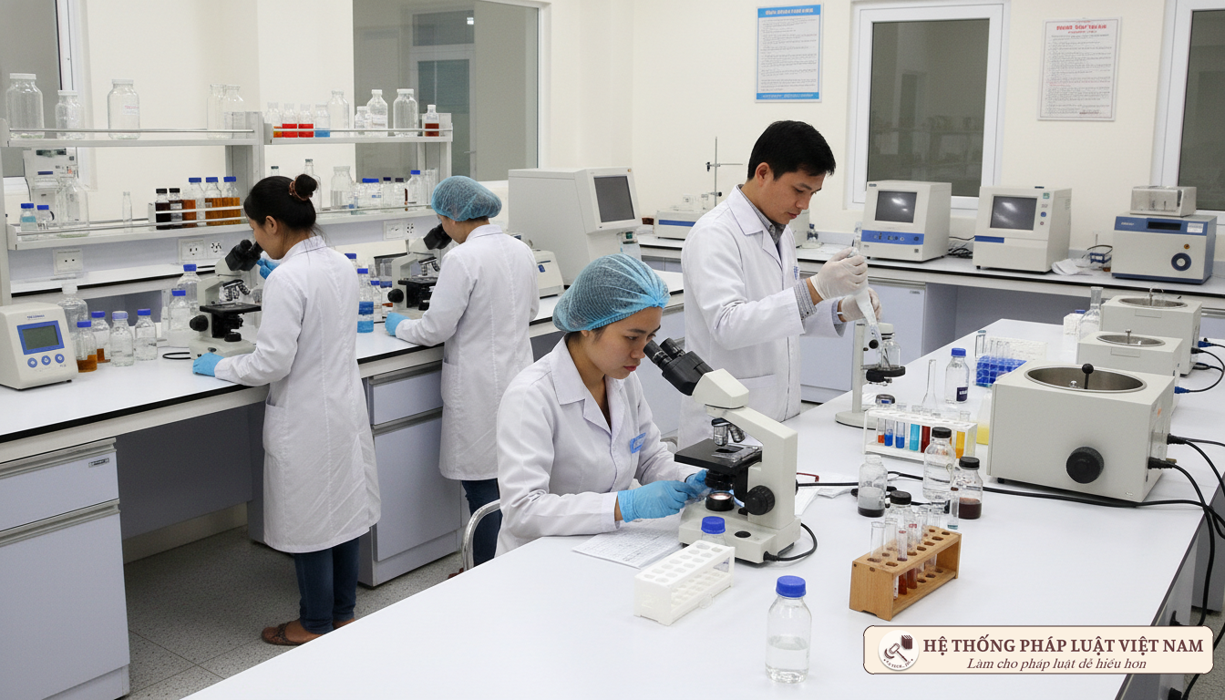 Kỹ thuật viên xét nghiệm y tế làm việc tại phòng Lab