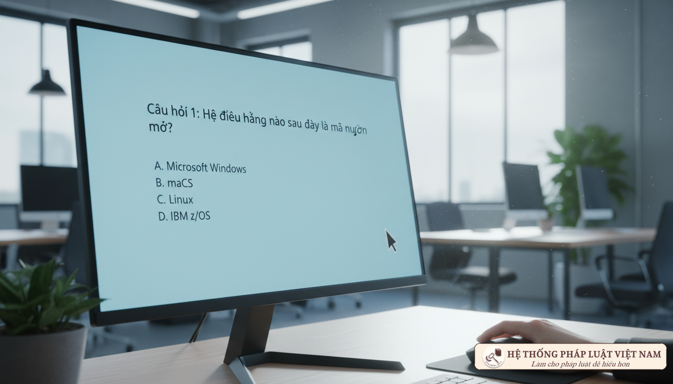 Giao diện thi trắc nghiệm công chức trên máy tính