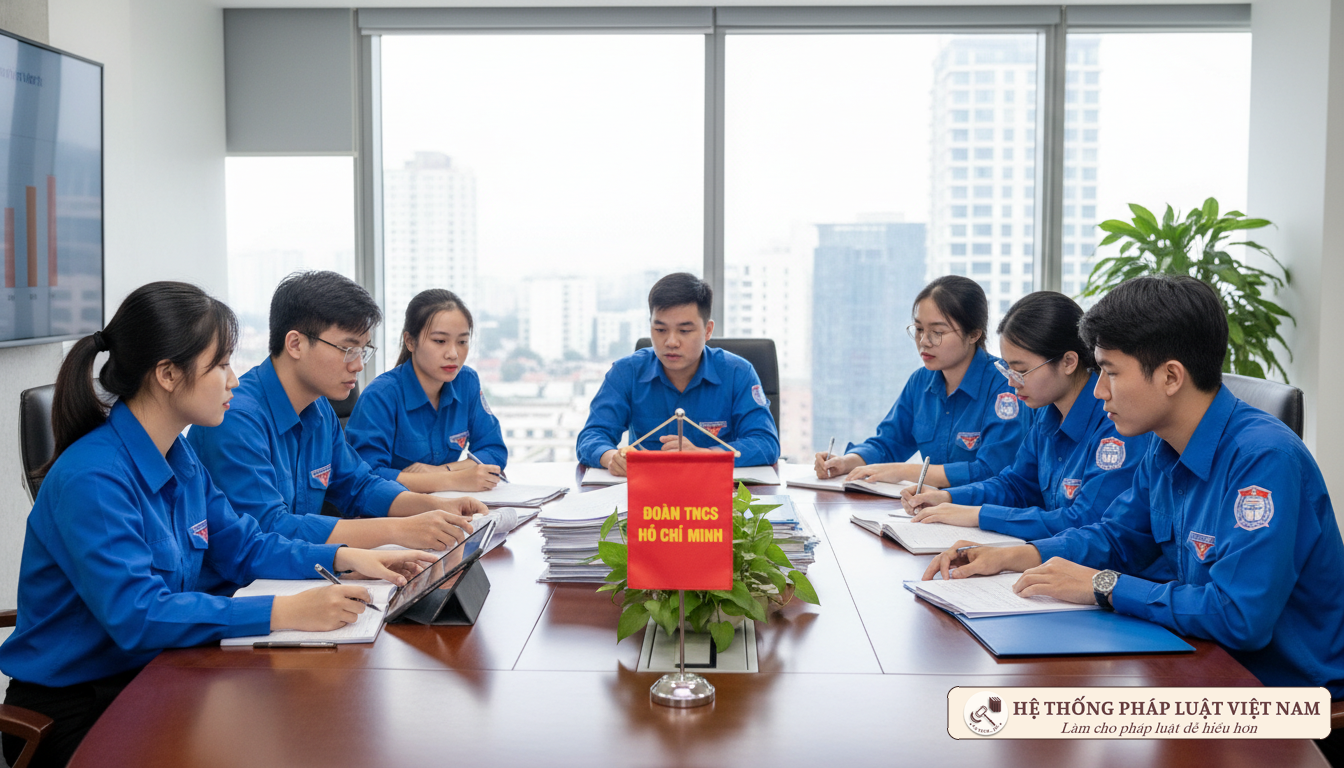 Thanh niên thảo luận hoạt động Đoàn