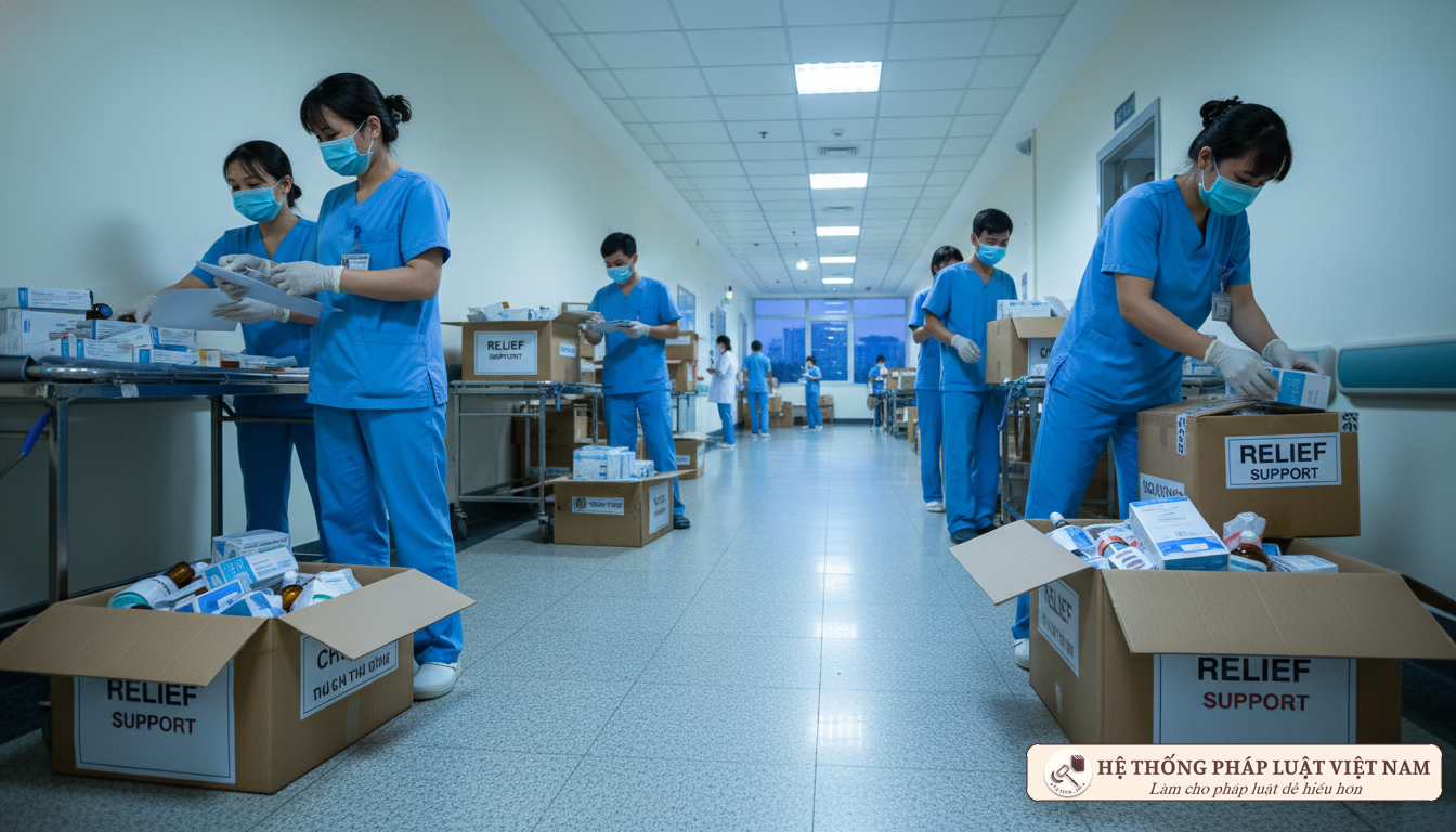 Chi viện vật tư y tế cho vùng lũ