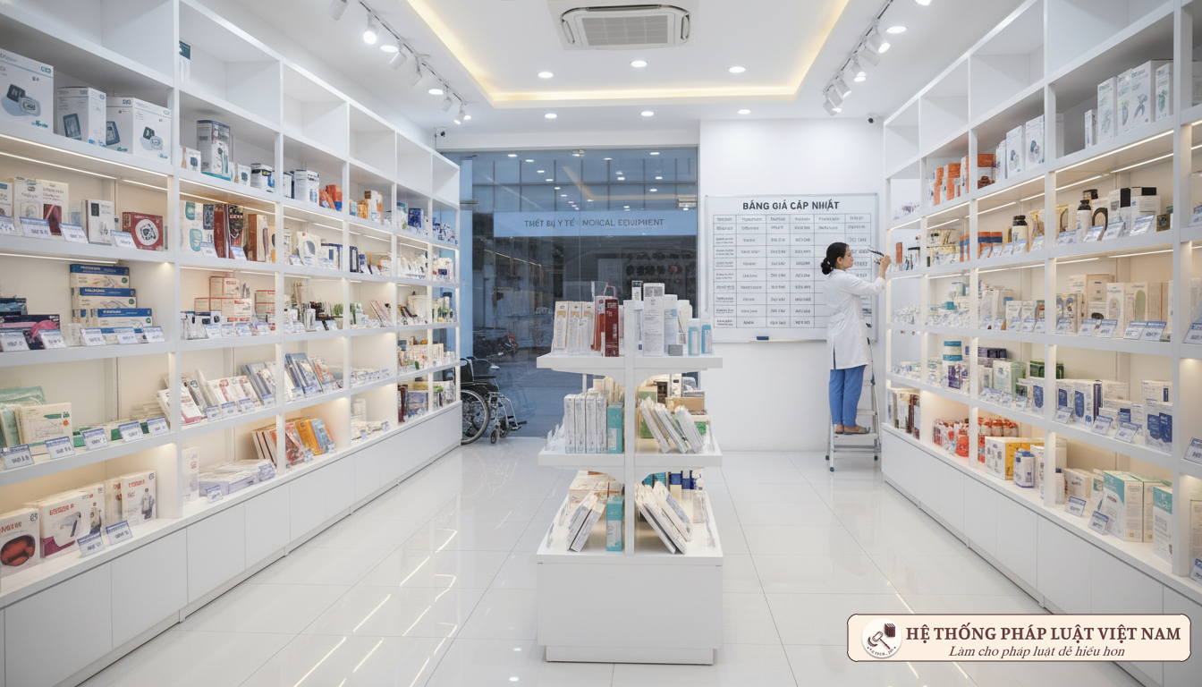 Niêm yết giá trang thiết bị y tế tại cửa hàng