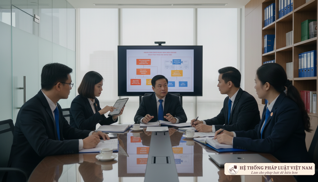 Cán bộ thanh tra tư pháp làm việc