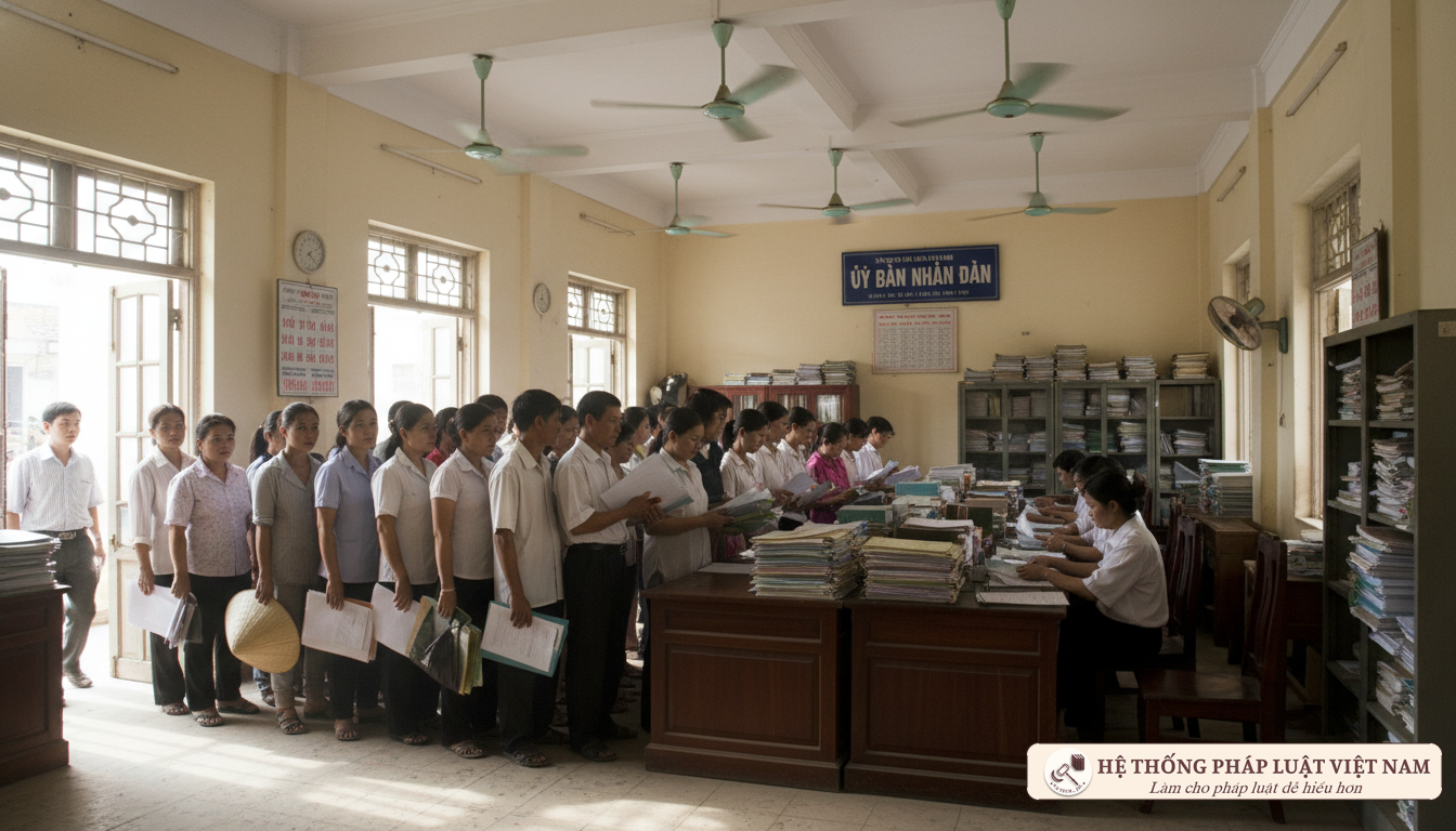 Người dân làm thủ tục tại cơ quan hành chính năm 2009