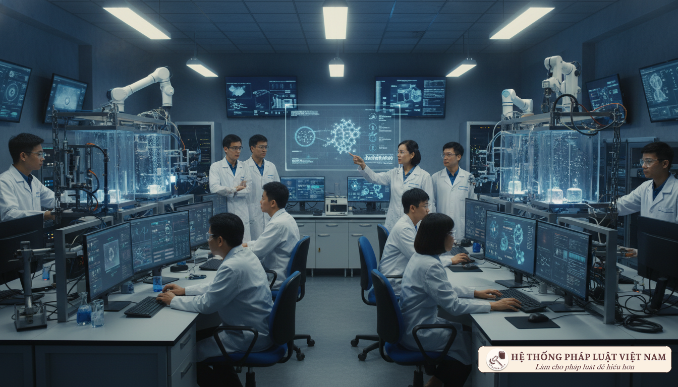 Nguồn nhân lực trình độ cao trong khu công nghệ cao Chuyên gia làm việc trong phòng thí nghiệm công nghệ cao