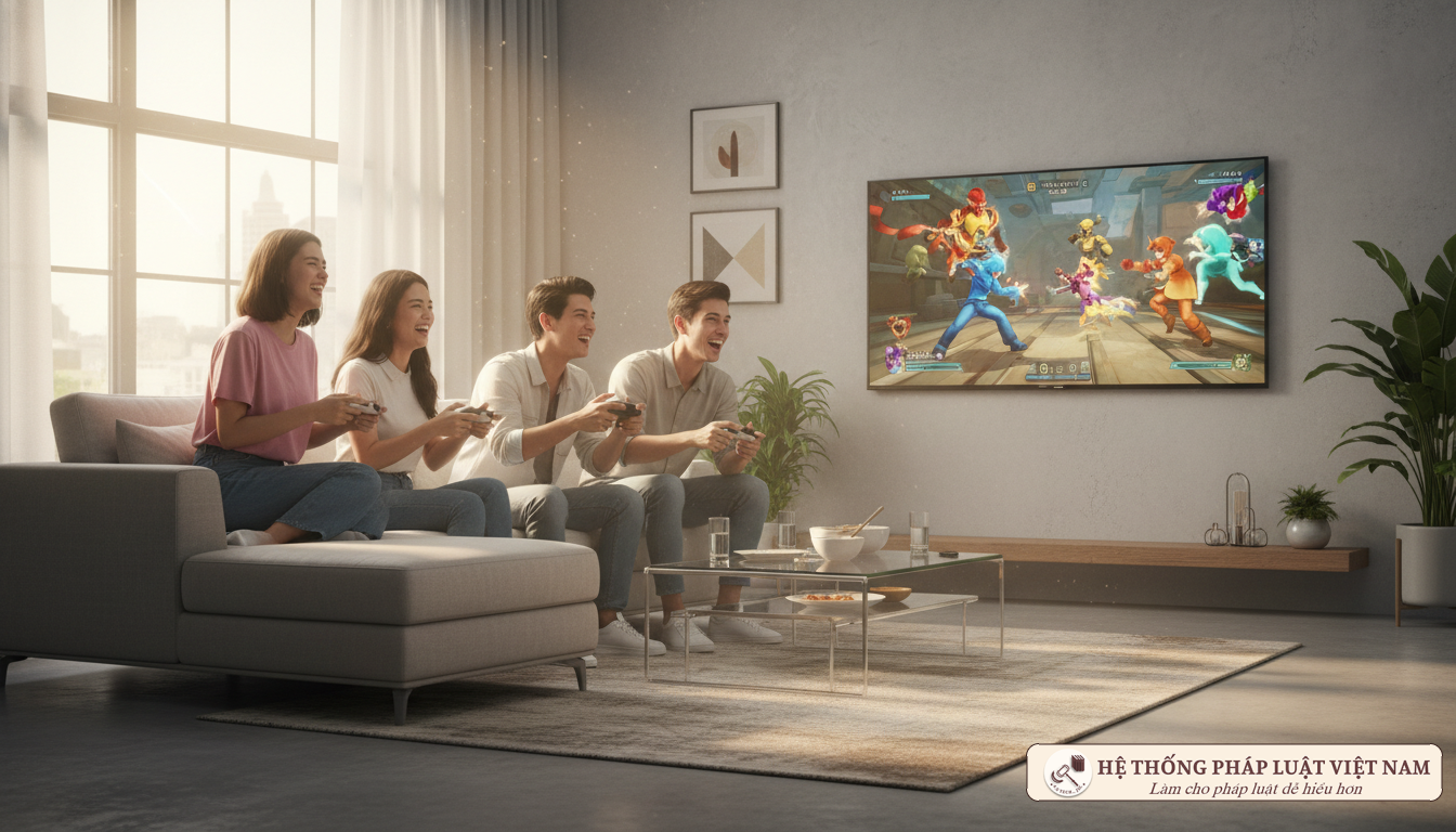Nhóm bạn trẻ chơi game cùng nhau