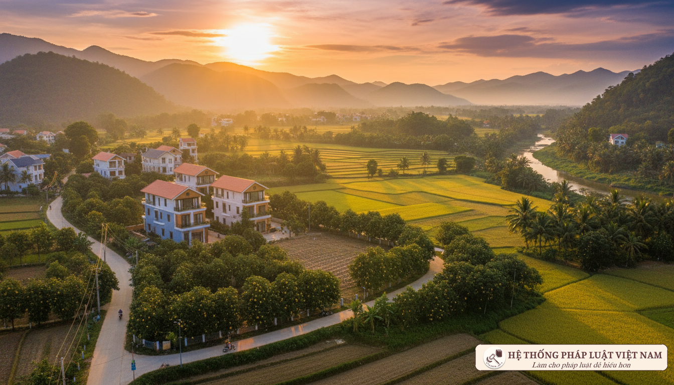 Minh họa thay đổi giá đất nông nghiệp và khu dân cư Cảnh quan khu dân cư và đất nông nghiệp tại Việt Nam