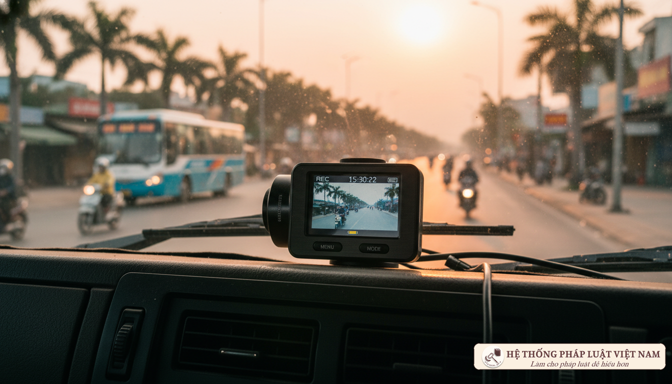 Thiết bị camera hành trình lắp đặt trên xe ô tô kinh doanh vận tải