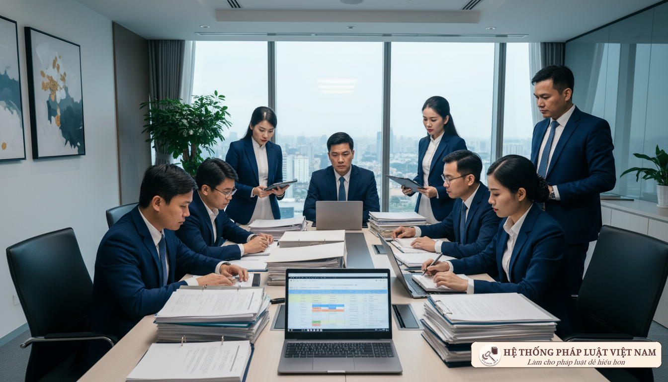 Cán bộ thanh tra làm việc