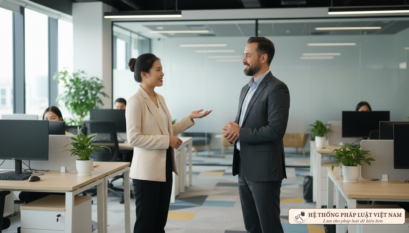 Lao động nữ trao đổi với quản lý