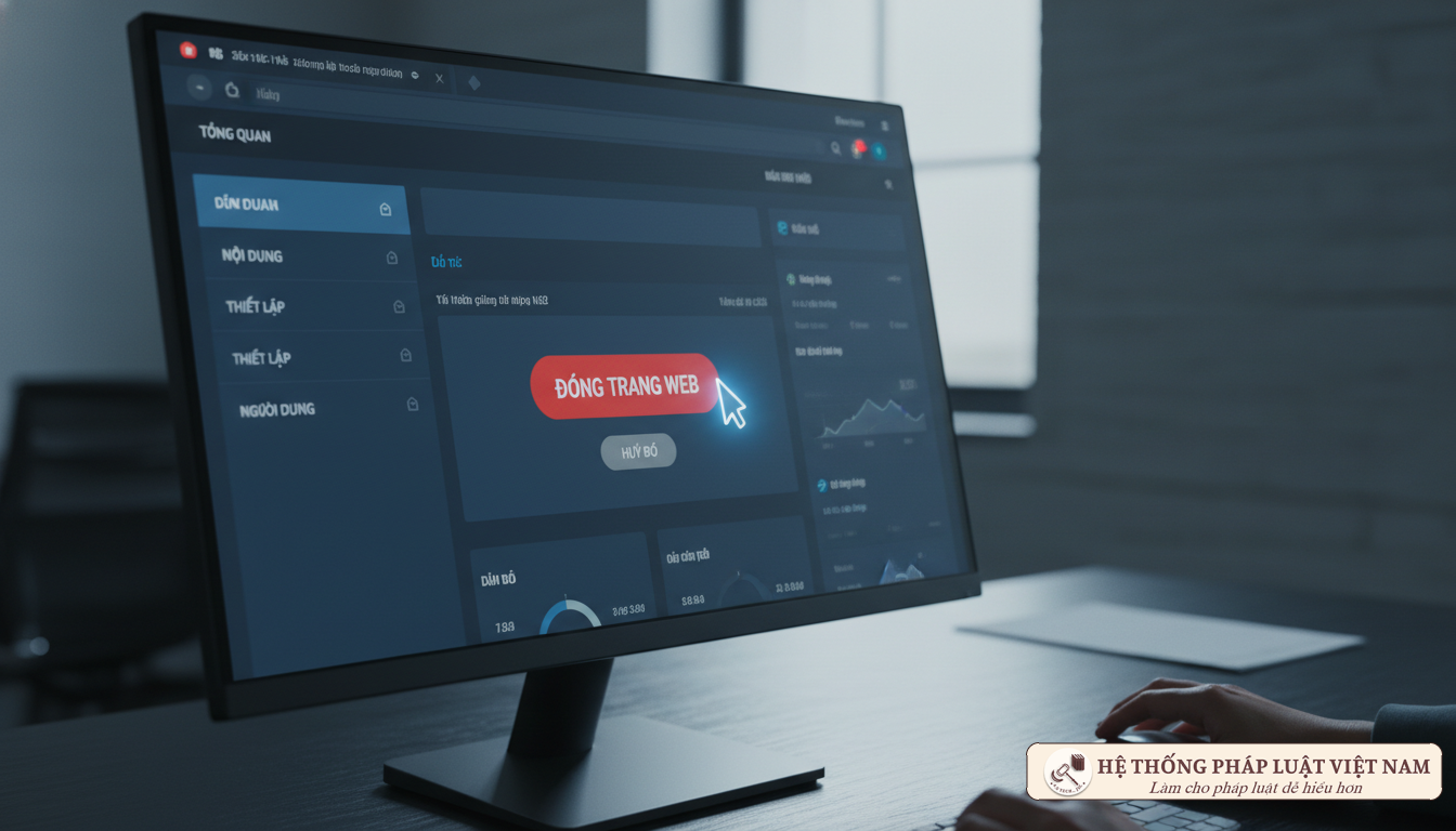 Thao tác ngừng vận hành website trên hệ thống