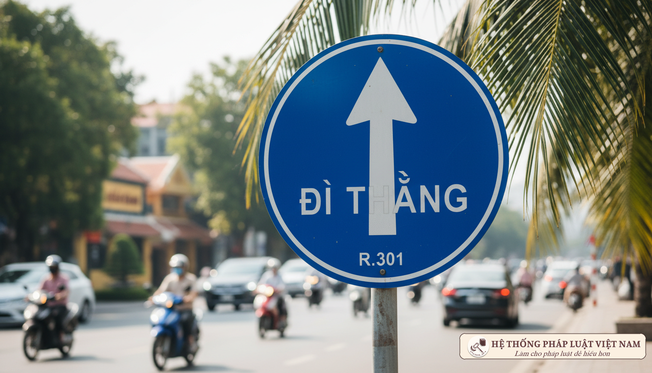 Biển hiệu lệnh R.301 hướng đi phải theo