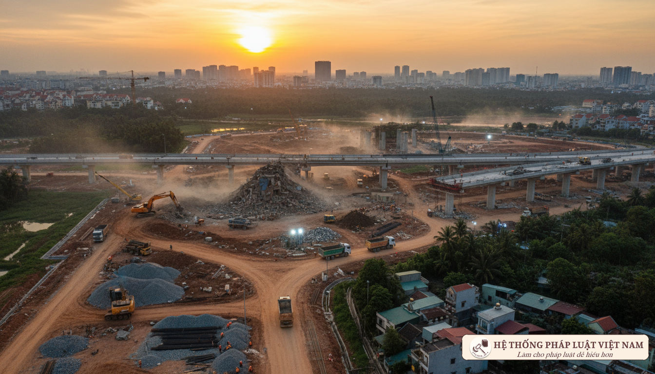 Công trường xây dựng hạ tầng tại Việt Nam