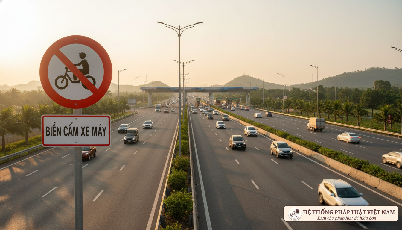 Biển báo cấm xe máy vào đường cao tốc